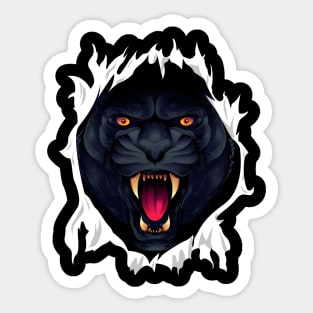 A Black Panther Ripping Through Fabric Sticker